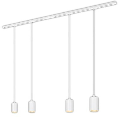 BRILONER - komplett skensystem, 4 x GU10 upphängning, strömförsörjning, takbelysning, spotskena, taklampa, hängande lampa, 1,5 m, vit