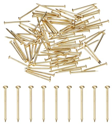 M METERXITY 100-Pack Small Tiny Nails, 1.2mm x 20mm Brass Precision MIni Nails Hardware Round Head for Wooden/DIY Crafts Decorative/Household Accessories/Picture Hanging