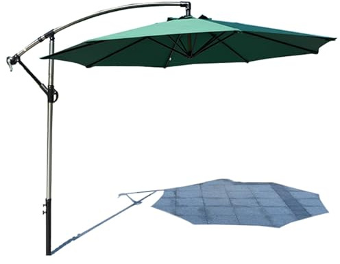 Parasol avec mât latéral - Protection UV et imperméable - Parfait pour terrasse, restaurant, balcon, salle à manger en plein air - Parasol vert pour une meilleure ombre