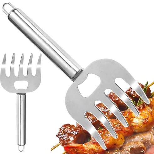 qokeeu Set di 2 forchette da carne in acciaio per la fibra, per carne di manzo, cucina, barbecue, pollo, ristorante, padre, capo, marito, papà