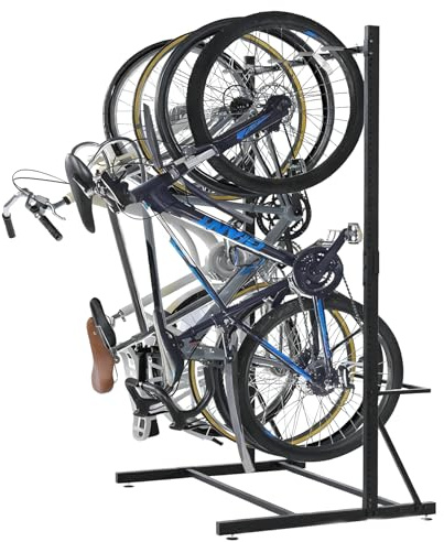 CDZHLTG Support de Vélo Sur Pied pour 5 Vélos, Porte-Vélo Vertical Sans Perçage 136kg, en Acier Carbone Robuste et Réglable en Hauteur,Organiseur de Vélo pour Garage, Cave, Magasin de Vélos