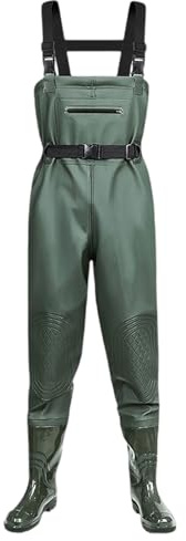 Waders Peche Homme Femme 36-47,Cuissarde de Peche Composite PVC Pantalon de Bassin avec Bottes en Caoutchouc Antidérapant,Respirant Imperméable Pantalons de Wading,pour Les activités de Plein air