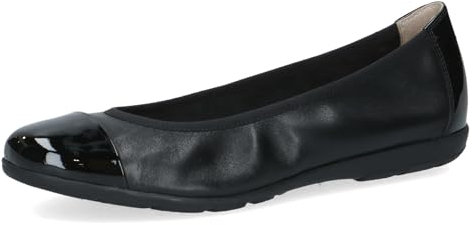 CAPRICE Damen Ballerinas aus Leder mit Lack, Schwarz (Black Comb), 37 EU