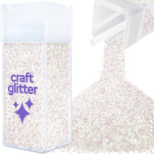 Hemway Craft Glitter Shaker Mother of Pearl Iridescent 130g Chunky | for Resin & Epoxy Crafts, Christmas Art Supplies, Nail, Body, Face, Eye, Festival, Crafting, Slime, Sparkle
