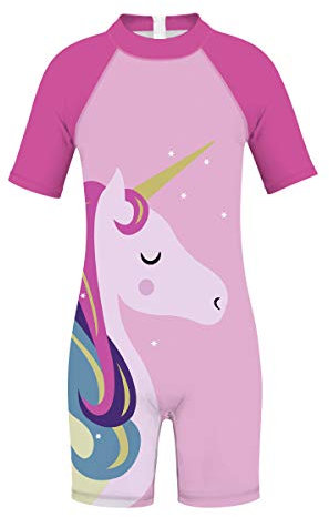 Plustrong Badeanzug für Kinder, Mädchen, Jungen, 3D-Druck, kurzärmelig, Rashguard-Shirts - - Klein