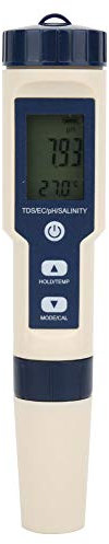 Denash Probador de Calidad de Agua, Medidor Portátil de Prueba de Calidad de Agua 5 en 1 Medidor de sSlinidad PH TDS Tester de CE con Luz de Fondo para Agua Potable Piscina Procesamiento de Alimentos