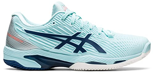 ASICS Solution Speed FF 2 Clay Tennis Shoes for Women - PU-Applied Upper - Supreme Bounce Clear Blue/Light Indigo 7.5 B - Medium