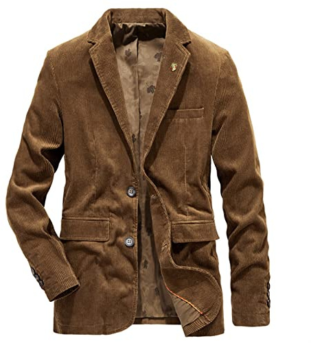HYMCX Blazer Men's Regular Fit Corduroy Casual Blazer Blazer Men's Wedding Suit Men's Jacket Blazer Men's Large Sizes for Leisure Blazer Sports Jacket (Color : Brown, Size : XL)
