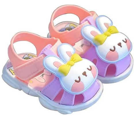 Zonkacen Little Kids Boys Girls Lovely Animal Non Slip Wrap Toe Sport Sandals for Kindergarten Nursery School Learn Walk Play Games Running Purple 3.5 Infant