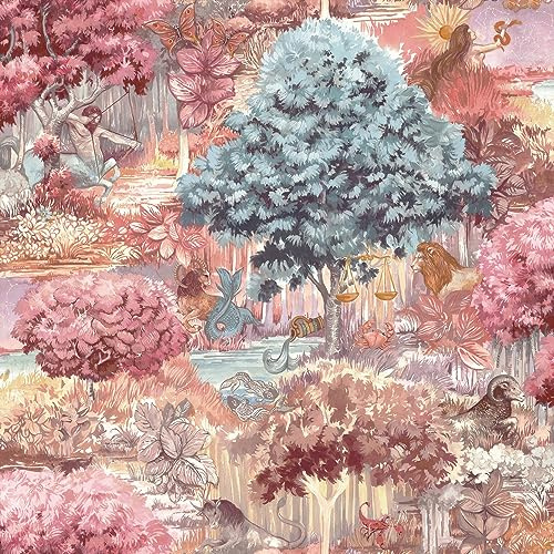 Holden Decor Astrology Pink Wallpaper 13500 - Forest Tree Zodiac Element