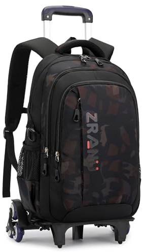 Amythe Schulrucksack Trolley für Jungen Herren Rucksack mit Rollen Schulranzen Jungen Teenager, Wasserdichter Lässige Daypack 16 Zoll, Großer Kinderrucksack, Schwarzer