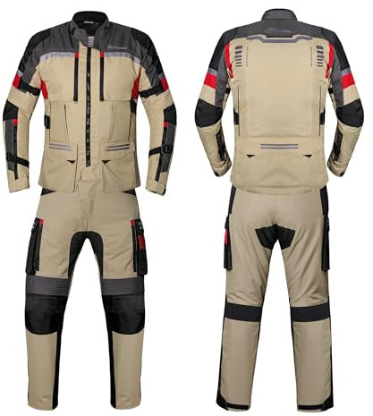 PRO FUTURE Tuta da moto da uomo Tute da moto Giacca e pantaloni da equitazione Biker (Biege, M)