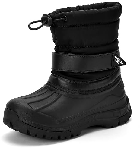 Azooken Kid's Snow Boots Boy's Girl's Winter Boot Warm Waterproof Outdoor Slip Resistant Cold Weather Faux Fur Lined Shoes(T2405-Black35)