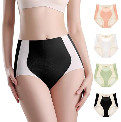 Anntry Intimo a Vita Alta per Donna Mutandine Contenitive Leggere Senza Cuciture No Show No Crimp Butt Lifting Mutandine Confezione da 4