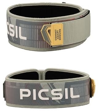 PICSIL - Cinturón Lumbar Recto Neopreno | Competición Powerlifting | Hebilla Versátil y Tirador | Comodidad y Durabilidad | Para Cross training, Halterofilia | Color Fern | Talla XL