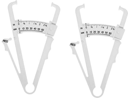 Ipetboom 2piezas Calibrador De Grasa Corporal Plástico Resistente Para Hombres y Mujeres Medidor De Pliegues Cutáneos Fácil De Usar Con Tabla Interpretativa Incluida
