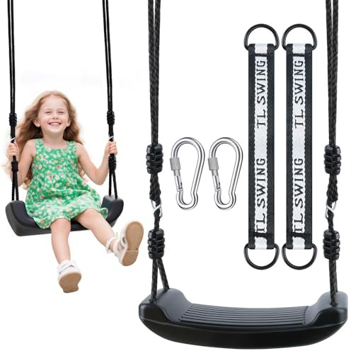 Muyohix Altalena per Bambini da Giardino, Altalena da Giardino per Bambini e Adulti, Sedile da Altalena in Plastica con 2 Corda e 2 Moschettoni, Antiscivolo, Altezza Regolabile, per Interni ed Esterni