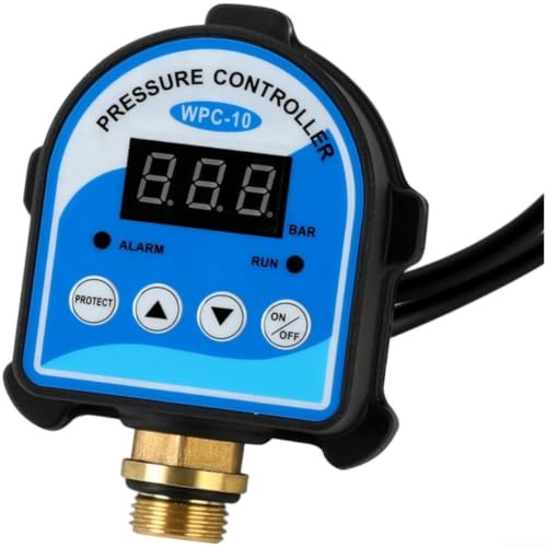 Digital tryckbrytare 220V för vattenpump, automatisk tryckkontroll med BAR-visning och torrloppsskydd, för booster- och självsugande pumpar, med 0-10 BAR (2 punkts - 12mm)