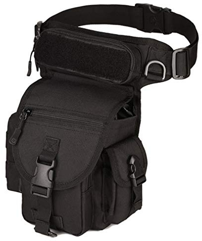 Xieben CHOMME Sac de Jambe étanche Sac de Banane Molle Cuisse Sac Moto Tactique Militaire Multifontion Randonnée Pêche Voyage Chasse Noir
