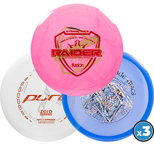 Dynamic Discs Disc Golf Starter Set (Misprint 3-Pack) - Multi-Pack Ideal for Disc Golf Gifts & Accessories for Men - All Premium Plastic Discs - Includes Molds from DD, Latitude 64 & Westside