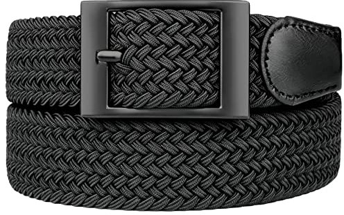 Bluecton Übergröße Gürtel stretchgürtel elastischer flechtgürtel geflochtener herren damen Gürtel Groß und hoch Schwarz Business Schnalle Größe 110cm