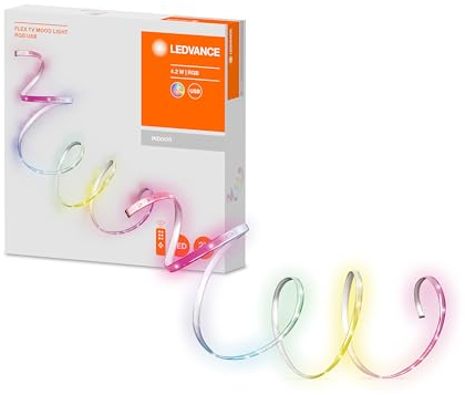 LEDVANCE TV LED Strips 1m mit USB Anschluss, RGB inklusive Fernbedienung, Hintergrundbeleuchtung Fernseher, Beleuchtung für Bilder, Lichtband selbstklebend, TV Surround FLEX St Rgbw-farben Änderbar