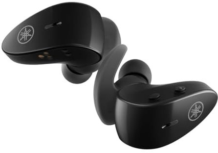 Yamaha TW-ES5A True Wireless Sport Earbuds with Bluetooth 5.2, IPX7 Waterproof, Secure Fit, Premium Sound, Qualcomm CVC Clear Voice Capture, Listening Care and Ambient Sound (Black)