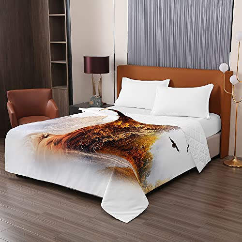 Odot Colcha Bouti de Verano, 3D águila Estampado Suave Microfibra Multiusos Cubrecama Lavable Acolchada Edredón Manta para Cama de Infantil Individual Matrimonio (100x150cm,Otoño)