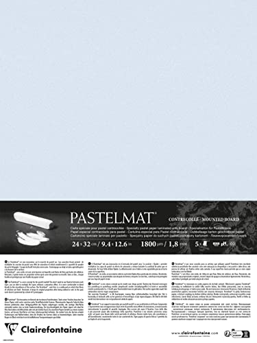 Clairefontaine 796013C - Packung mit 5 Bogen Pastelmat kaschiert, DIN A4+, 24x32cm, praktisch und sicher, 360g, Hellblau, 1 Pack