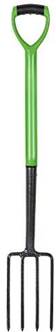 Jazooli Garden Tools - Garden Fork Heavy Duty | Long Handled Garden Fork 97cm, 4 Tooth Carbon Steel Head, Rust Resistant, Lightweight | Digging Fork for Borders, Mucking Out, Soil