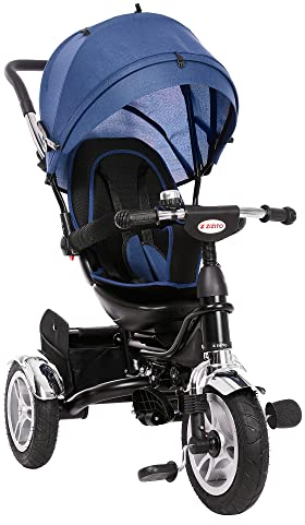 ZIZITO Troy Dreirad mit Schubstange, ab 6 Monaten bis 25 kg, Bequemer Sitz, 360° Drehbar, viel Zubehör