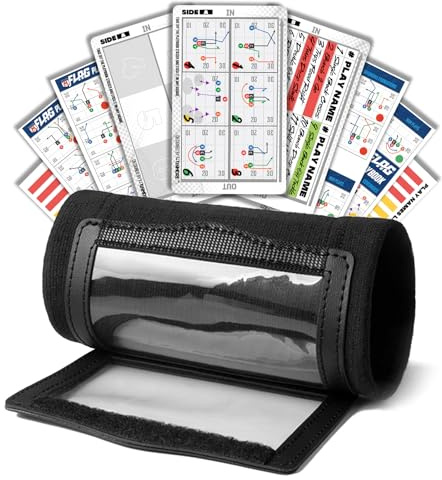 1NMORE American Football Wristbands with Playbook System, Wrist Coach for Youth, 5on5 Flag American Football Wrist Bands with 43 Plays Stickers & 3 PVC Cards