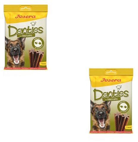 Josera Denties with Turkey & Apple | Doppelpack | 2 x 180 g | Zahnpflegekaustangen für Hunde | Mit schmackhaftem Truthahn und Apfel | Zur Unterstützung der täglichen Zahnreinigung