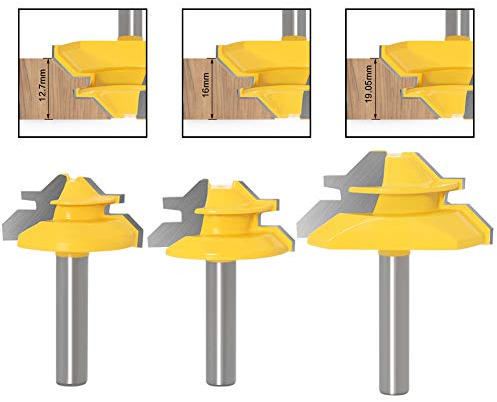 Kajkey fresas para madera8mm,fresa para madera,Fresa para 45 grados Lock Mitre,juego fresas madera,fresa madera-Herramientas Profesionales para Proyectos de Carpintería y DIY.…