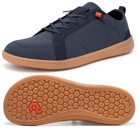 FEFELUIS Wide Toe Box Shoes for Men - Minimalist Barefoot Dress Sneakers Zero Drop Extra Wide Slip on Walking Shoes Navy Size 11 Wide