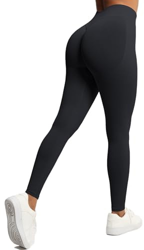 JTSONN Scrunch Butt Leggings Damhögmidjade sportbyxor Långa Booty Lifting Yogabyxor Push Up Gym Sportbyxor Sömlösa löparbyxor Sportleggings