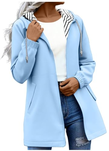 Rain Coats for Women Lightweight Waterproof Jackets with Pockets & Hood Functional Softshell Windbreaker Jacket Outdoor Windproof Coat Ladies Rain Jacket for Walking, Running and Hiking