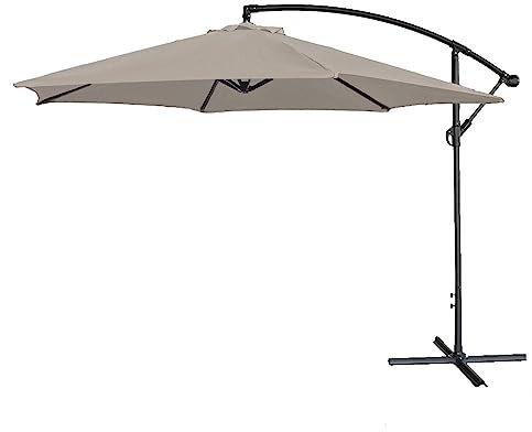 AIRWAVE 3 Metre Cyrus Banana Cantilever Garden Parasol Umbrella 30+ UV Protection, Wind Up Crank Function, 360 Degrees Tilt Rotation, Outdoor Umbrella