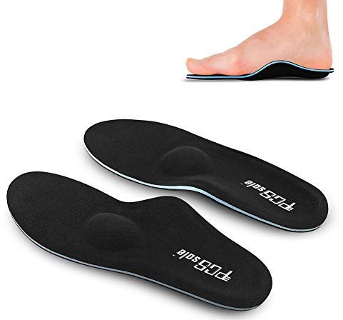 PCssole Plantillas Ortopédicas Pies Planos Soporte Arco Para Dolores de Talón, Fascitis Plantar, Plantillas para Deportes, Ocio y Trabajo, Negro, EU44-45(29cm)
