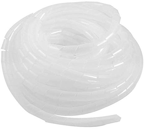 GTIWUNG Raccoglicavi Spiralato, Spirale Avvolgicavo, Tubo a Spirale Diametro 12mm, Copricavo Spirale a Lungezza 7,5m, Tubo a Spirale per mettere in ordine cavi PC, TV, stereo, console giochi, Bianco