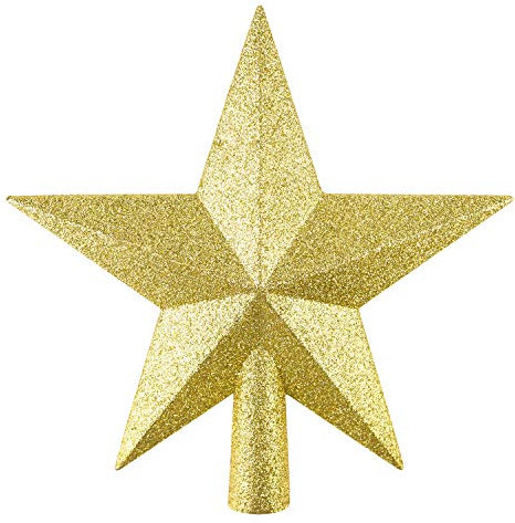FEPITO 6 Pouces Glitter Star Mini Sapin de Noël Topper Incassable Petit Sapin de Noël Décoration Treetop pour Ornement de Vacances ou Décoration d'intérieur