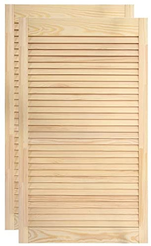 Tidyard 2 STK. Lamellentür Möbeltür Schranktür Offene Lamellen Holztür Möbel Tür Lamellentüren Unbehandeltes Holz Massivholz Kiefer 99,3x49,4 cm