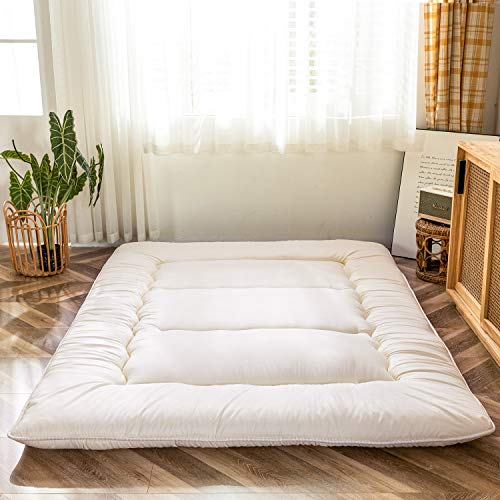 MAXYOYO Klappmatratze Futon Matratze Bodenmatratze Gepolsterte Japanische Tatami Gesteppte Bett, Dicke Faltmatratze Schlafmatte Rollmatratze Bodenliege Gästematratze (Beige, 150x200 cm)