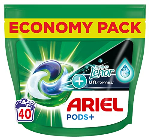 Ariel Pods+ Lessive Capsules, 40 Lavages, Touche de Lenor Unstoppables, Nettoyage En Profondeur et une fraîcheur longue durée