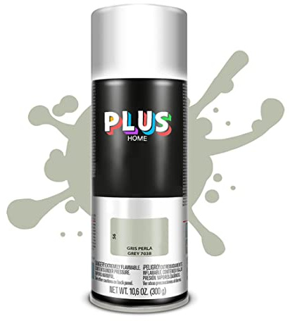 PLUS HOME Pintura Spray 520cc para pintar todo tipo de super cies: madera, metal, cartón, tela, piedra, bra de vidrio, plásticos rígidos, etc para bricolaje y DIY.Gris Perla (Ral:7038)(Paquete de 1)