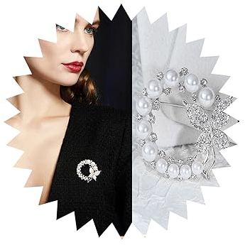 TseenYi Perle Brosche Pins Kristall Schmetterling Pins Brosche Silber Perle Strass Cz Broonch Vintage Perle Pins Brosche Strickjacke Clip Revers Clip Shirt Clip Schmuck Für Frauen Und Mädchen