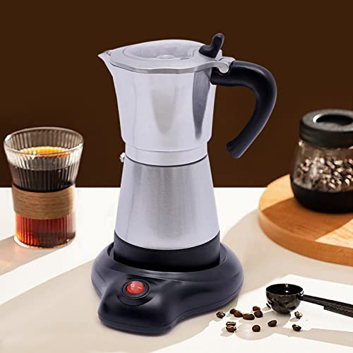 QUIOTUIR Macchina Caffè 480W Caffettiera Elettrica 300ml con Base per 6 tazze Espresso Moka Elettrica Macchina Caffè Portatile per Casa, Festa, Caffetteria, L'ufficio, Dormitorio, Negozio Tè Al Latte