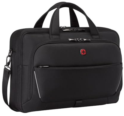WENGER Meteor Borsa PC Portadocumenti a Tracolla, Notebook 17”, Tasca per Tablet, Cartella, 22 l, Ufficio Lavoro Università, Nero, 653498