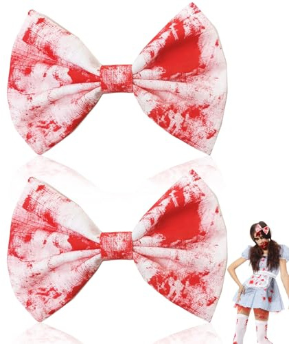 Halloween Hair Bows,Zombie Cheerleader Blood Hair Clips Kids Adult Nurse Bride Witch Hairpin Costume Accessories Headpiece Bloody Bow Clip Set Cosplay Costume for Girls Women Halloween Accesorries