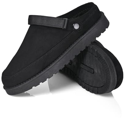 Warm Winter Slippers for Women – Faux Suede Fur Lined Platform Clog Shoes with Non-Slip Sole, Indoor Outdoor House Boots